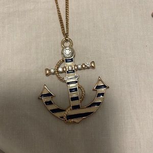 Blue and White Statement Anchor Necklace (long)
